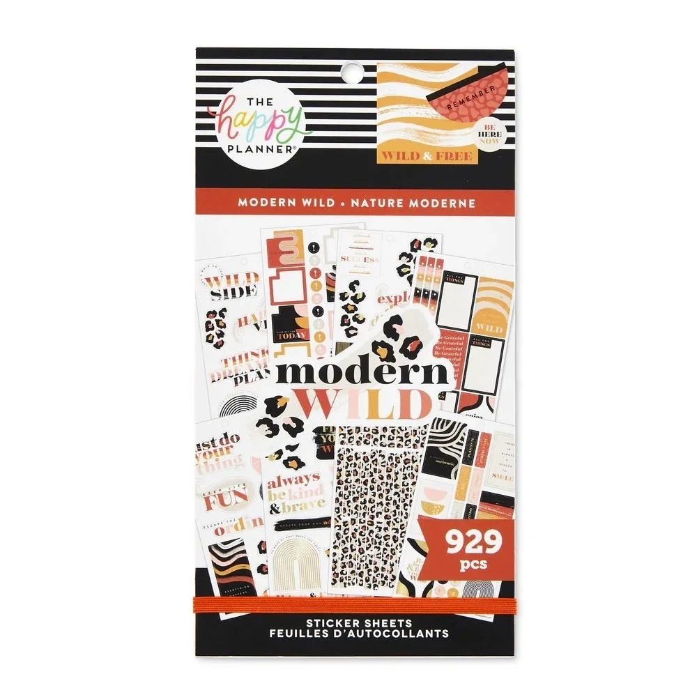 The Happy Planner Modern Wild Sticker Book 929 Pcs Nature Animal Print Gold Foil